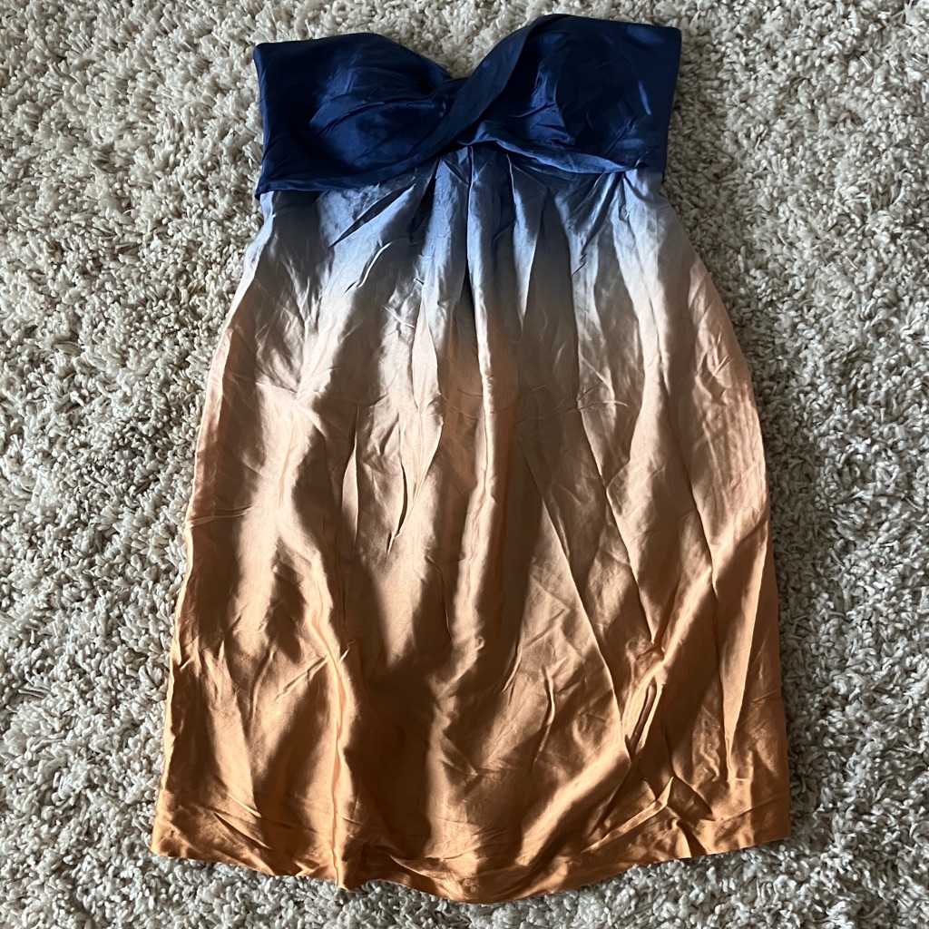 Nicole Miller Blue And Orange Strapless Dress